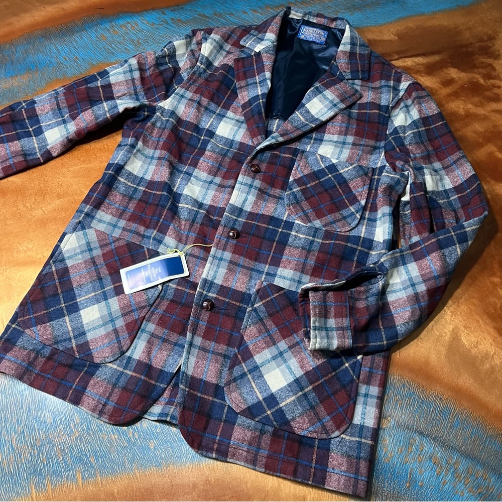 Vtg New Pendleton Wool Plaid 49er Cruiser Mackinaw Jacket Coat Mens size med
